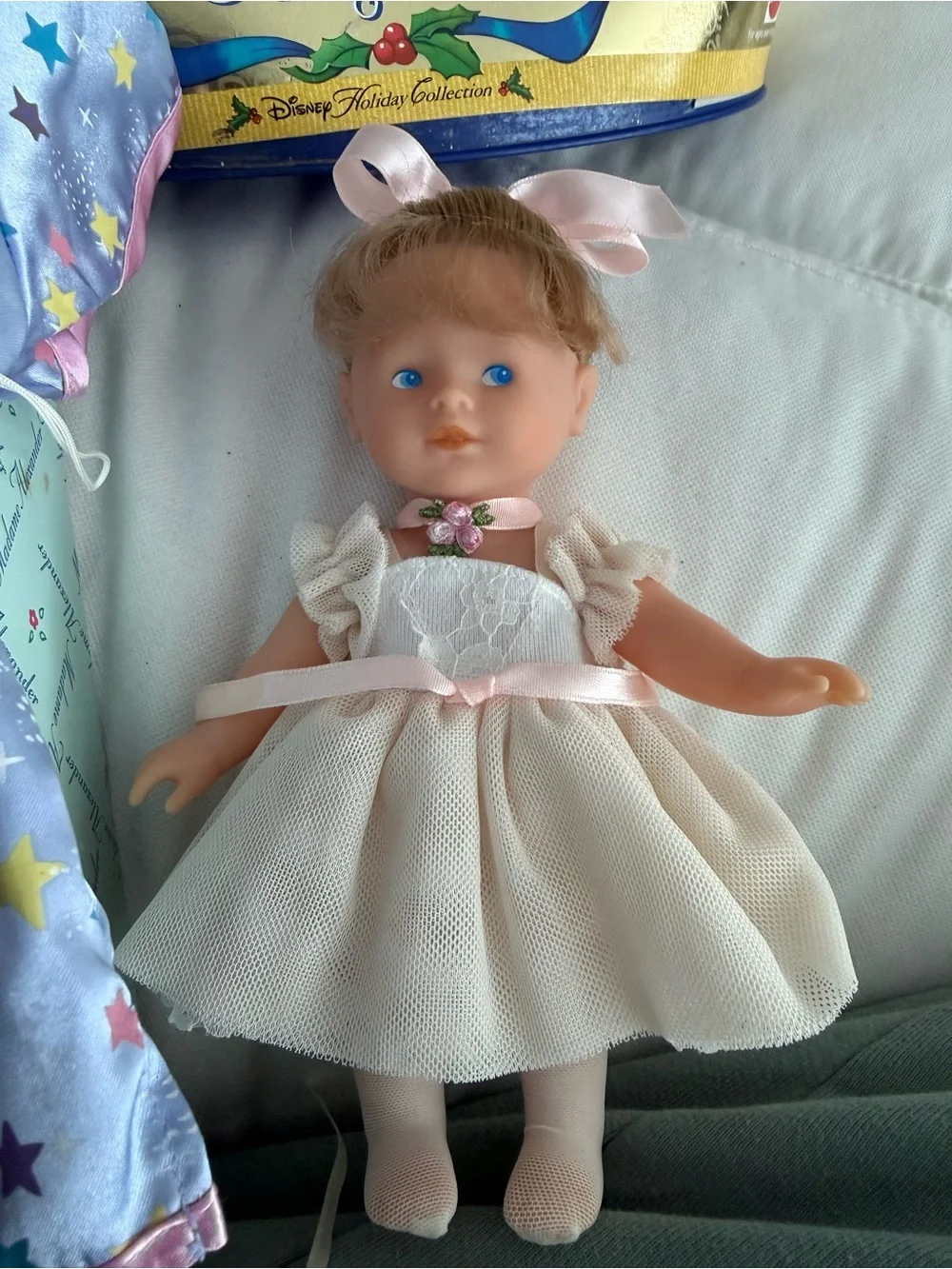 Madame Alexander Cream Tulle Baby Doll with Pink Ribbon